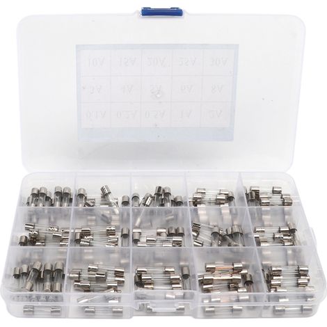 Kit de 150 fusibles en verre (0,1 A à 30 A, 15 types différents, 5 x 20 mm) pour la protection des circuits (1/5)
