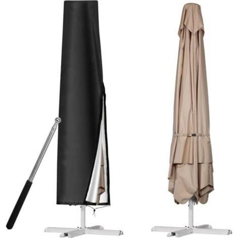 Parasol Cover for Straight Parasols Ø 1-3m, 210D Oxford Fabric Outdoor Protective Tarp with Pole, Waterproof UV-Resistant Cover for Garden, Beach, and Balcony Parasols, 190 x 30/50CM (1/5)