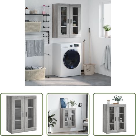 Holzschrank - Wandschrank Grau Sonoma 69,5x34x90 cm (1/5)