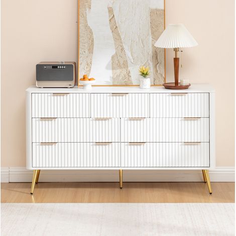 Kommode mit 7 Schubladen, Soft-Close, Weiß MDF OKMYHOME (1/5)