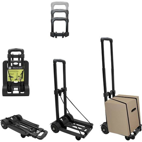 Pack and Move - Diable pliable - 50Kg - Déménagement et Transport - Léger Compact - Petit Diable Manutention - Manche Télescopique - Tendeur intégré