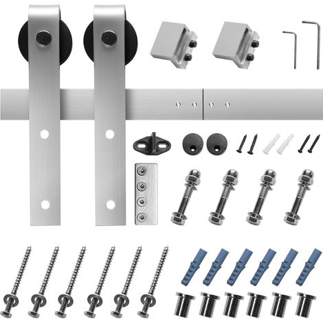 Mophorn Kit de Herrajes para Puerta Corrediza de Granero 2,44 m, Riel de Acero al Carbono para Puerta Individual, Compatible con Anchos de 106,68-121,92 cm y Espesores de 34,92-44,45 mm