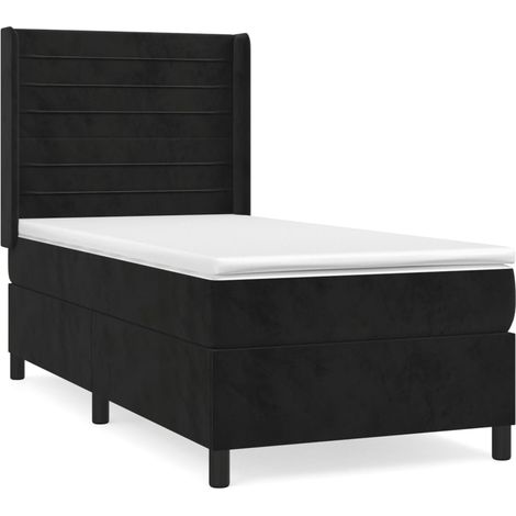 Maison Exclusive - Cama box spring con colchón terciopelo negro 1 (1/5)