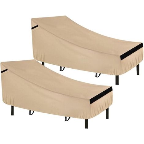 Lot de 2 housses de protection imperméables pour meubles de jardin avec boucles d'aération, pour transat, terrasse, 214 x 82 x 76 cm (1/5)