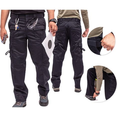 Pantalon tactique junior Firi 555.127 - Pantalon de combat militaire noir, ceinture, taille 68/84 XS