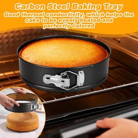 3-teiliges rundes Kuchenform-Set, Springform mit herausnehmbarem Boden, Antihaft-Backset, Backform aus Kohlenstoffstahl für Käsekuchen, Gebäck, Pizza, Quiche (20 cm/22 cm/24 cm) (1/4)