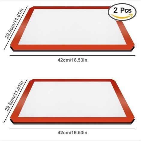 MARGUERAS 2PCS Tapis Feuille de Cuisson Réutilisable Antiadhésif Silicone Fibre de Verre pour Barbecue Patisserie