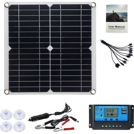 12W Panneau Solaire Mono Photovoltaïque Module 100A Contrôleur pour Car Caravan Home Garden Batterie Chargeur (1/5)