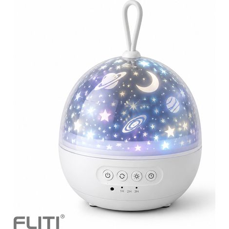FLITI Veilleuse LED Projecteur Ciel Étoilé Rotatif USB, Lampe de Nuit Licorne 8 Couleurs ABS 20x13x13cm (1/5)