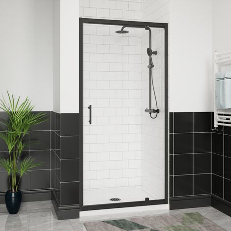 Aquariss Pivot Alloy Hinge Shower Door 900mm Matte Black