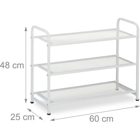 Zapatero de 3 niveles diseño contemporáneo entrada dormitorio 90 x 30 x 100 cm de acero blanco 130013919 (1/3)
