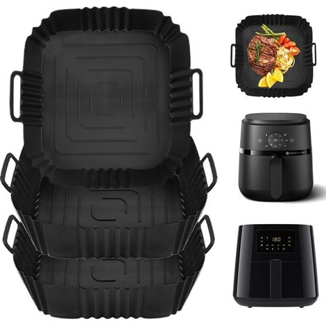 21CM Air Fryer Accessoires, Moule Silicone pour Philips Airfryer série 2000 4,2 L/6,2 L,COSORI Hot Air Fryer 3,8 à 4,7 L et Ninja PRO Air Fryer 4,7 L. Pliable et réutilisable au lieu du papier cuisson