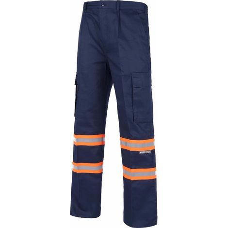 Pantalón recto con cintas reflectante-fluorescentes WORKTEAM Combi B1436 (1/3)