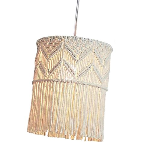 Abat-Jour en Macramé Naturel Suspendu, Couvercle de Lumière, Lustre Plafonnier Tissé Boho pour Salon, Restaurant, Café, Maison, Corde Macramé (1/5)