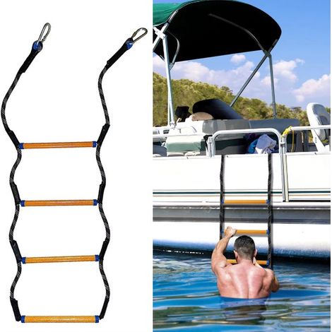 Scala di corda pieghevole e rimovibile per imbarcazioni, corda da arrampicata marina resistente, portata 181 kg, scale per barche (1/5)