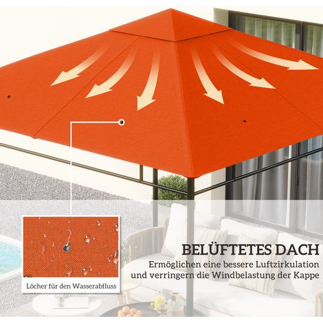 Toit de rechange pour abri de jardin, polyester, 2,98 x 2,95 m, teinte orange (1/4)