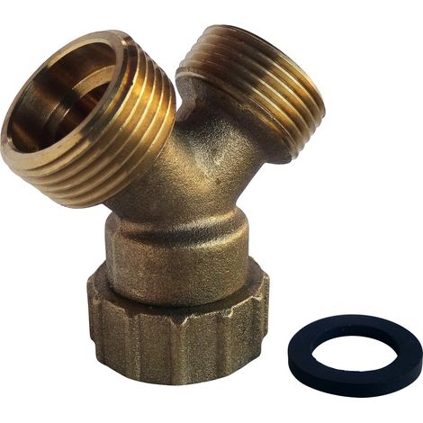 SOMATHERM FOR YOU - derivazione 2 corsie di svolta dado 20/27 M20 / 27 20/27 ottone -Fitting Y-alimentazione 2 20/27 infissi come una lavatrice o lavastoviglie (1/5)