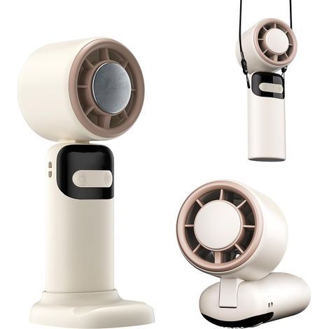 Bseical Tragbarer Mini-Ventilator, 3000 mAh Mini-USB-Handventilator mit 5 Geschwindigkeiten, kleiner Taschenventilator mit Sockel, faltbarer Schreibtischventilator für Reisen, Büro, Outdoor (1/5)