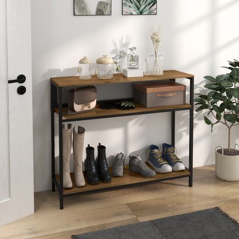 Buffet/console/étagère d'entrée. Style industriel. 100 cm x 29,5 cm x 90 cm. Marron et noir. (1/5)