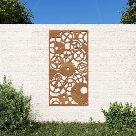 Plaque Tableau Décoration Murale Jardin : Engrenages de Montre. En Corten (1/5)