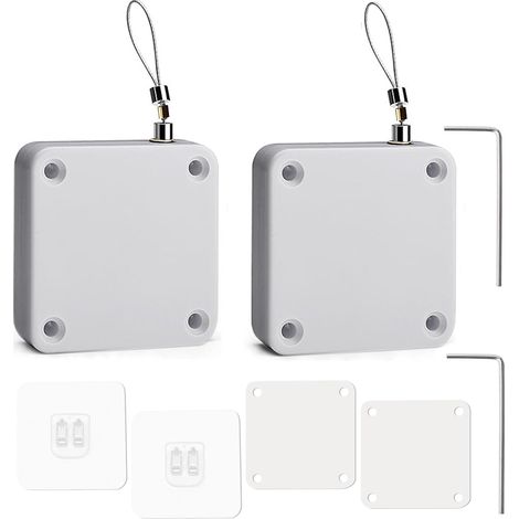Automatischer Türschließer, 2er-Pack ohne Loch, automatischer Sensor-Türschließer, automatischer Türschließer mit Sensoren mit Kordelzug, ohne Stanzen für Schlafzimmer, weiß