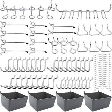 Porte-outils de Crochets pour Panneaux Perforés avec Bacs, Verrous à Chevilles, pour Organiser Divers Outils, 80 pièces, Ensoleillé
