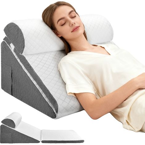 Cojín esquinero ajustable, soporte multiusos, gris y blanco. (1/2)