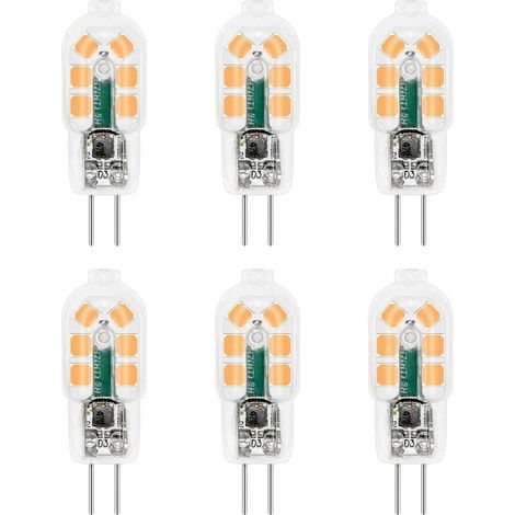 Ampoule G4 LED 12V 2W Blanc Chaud 3000K, 200lm, Équivalent Lampe Halogène G4 10W 20W, non-dimmable, Bi-pin G4 12V LED AC DC pour Lustre, Lampe de Table, lot de 6 [Classe énergétique F] (1/4)