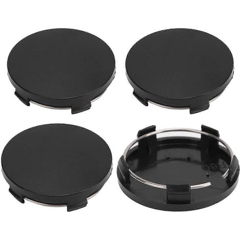 Lot de 4 cache-moyeux de roue de voiture de 60 mm avec anneau en fer, élégants et universels, noirs. (1/4)