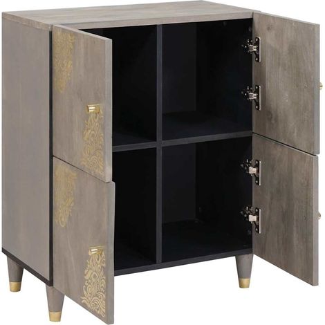 Buffet,Bahut,Meuble de Rangement Gris et or 60 x 33 x 75 cm Bois de manguier massif CFW54452 (1/5)