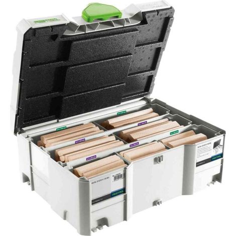 Festool – Assortiment domino en hêtre DS/XL D12/D14 128x – Tenons 12x100/12x140/14x100/14x140 mm – Pour assemblages bois lourds