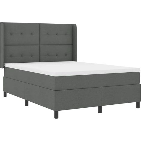 Maison Exclusive - Lit à ressort LED Gris foncé 160 x 200 cm tissu (1/5)