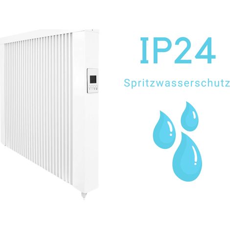 Elektroheizung areo bano Flächenspeicherheizung 1300 Watt - IP24 Flächenspeicherheizungs fürs Bad - digitales Thermostat mit LCD-Display - Option zur Appsteuerung von eVARMO (1/5)