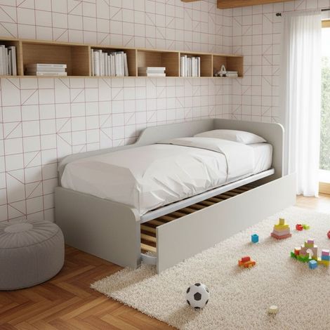 Divano letto sagomato 80x190 con letto estraibile e sollevabile - Ecru cappuccino