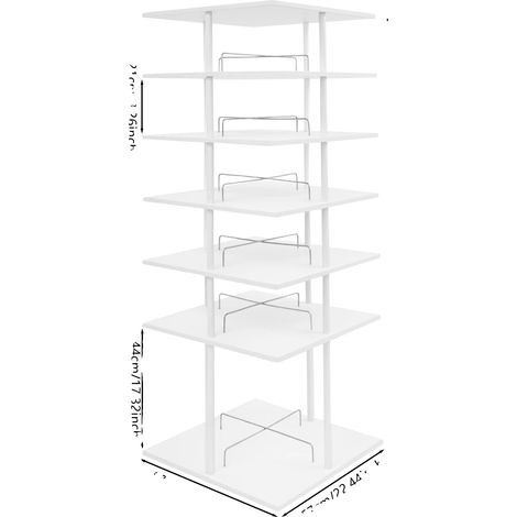 Étagère à chaussures, rotation à 360°, solution de rangement multi-usages, 6 Tiers Blanc (1/2)