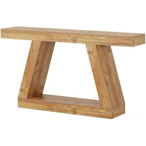 Table console d'entrée rustique avec rangement, plateau effet bois, structure MDF robuste, idéale derrière un canapé ou dans une entrée, coloris naturel – CHICFURN (1/5)
