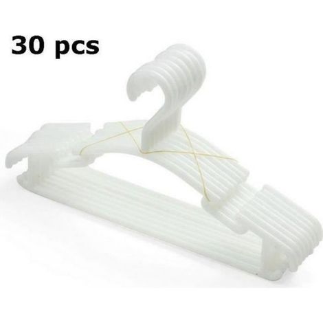 Lot de 30 Cintres, Plastique durable, 27x15 cm, Blanc, Pour Bébé (1/4)