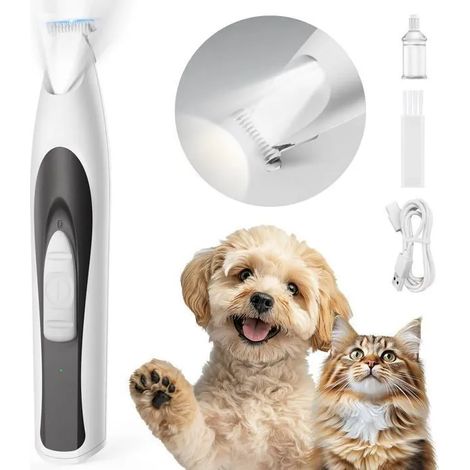 Oneisall Tondeuse à pattes Tondeuse pour Chien Chat - Rechargeable USB - 35dB - LED Rasoir pour animaux pour Pattes, Yeux, Oreilles (1/5)
