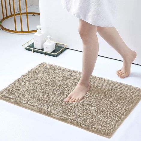 Tappeto Da Bagno Microfibra Super Soffice Lavabile In Lavatrice Antiscivolo Assorbente Lavaggio Rapido Super Morbido Bagno Doccia Camera Letto CaffeLatte - 50x80 cm