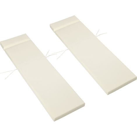 Set of 2 Sun Lounger Cushions, Replacement Cushions for Rattan Furniture Ties, 196 x 55 cm, Cushion ONLY, Cream White (1/5)