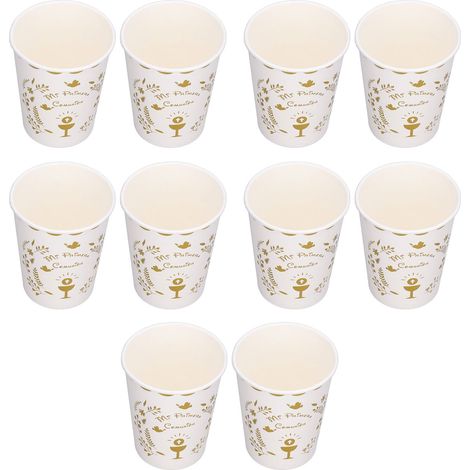 10 gobelets en papier, 250 ml, motif de communion espagnole, parois épaisses, design attrayant, gobelets jetables (1/5)