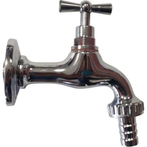 rubinetto per fontana da giardino in ottone cromato con rosone r1/c da 1/2" - kam