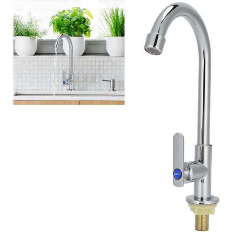 Robinet eau froide salle de bain G1/2 pour lavabo mono-trou – Finition chromée, montage facile sur plan vasque (1/4)