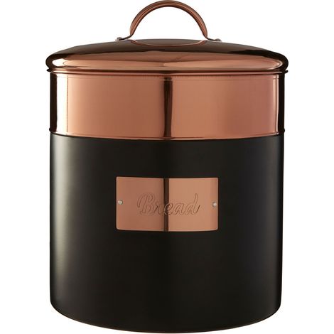 Premier Housewares Prescott Charcoal / Copper Bread Bin (1/3)