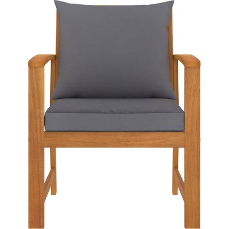 vidaXL Sillas de jardín cojines gris oscuro 2 uds madera maciza acacia (1/2)