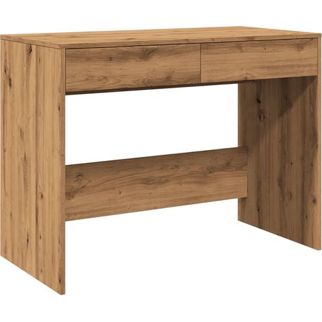 Bureau table poste de travail meuble d'ordinateur informatique étude chêne artisanal 101 x 50 x 76,5 cm bois d'ingénierie brun