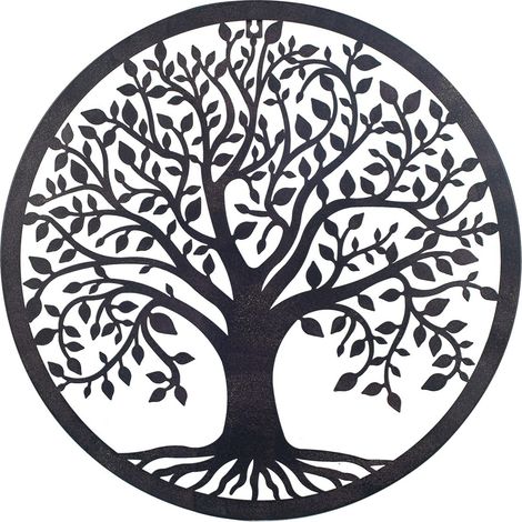 Ornement mural en métal arbre de vie 50x50cm – Décoration ethnique en métal brun – Pour salon, chambre ou bureau – Zen Et Ethnique (1/4)