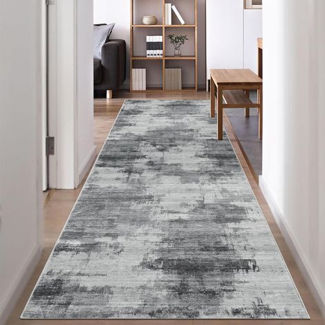 Teppichläufer rutschfest waschbar Flur Küche 80 x 300 cm Dunkelgrau (1/5)