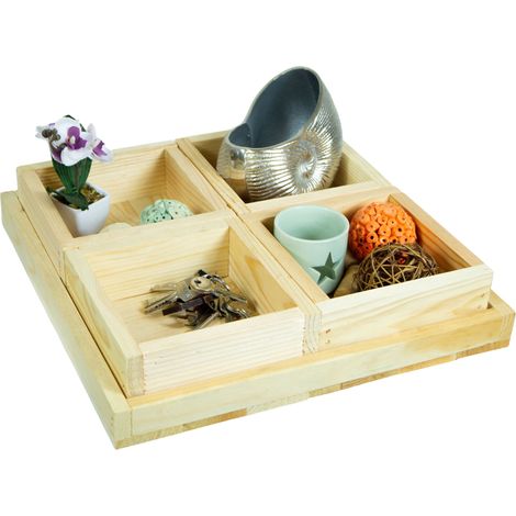 Kleines Dekotablett-Set Karla aus 5 Holzkisten 40x40cm 8cm Höhe Schüsselbox Süßigkeitentablett (1/5)