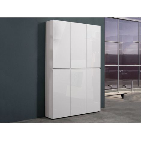 Scarpiera Diva, Mobile Portascarpe 20 Ripiani, 48 Paia Made in Italy, 34x122x200h cm Bianco Lucido (1/5)